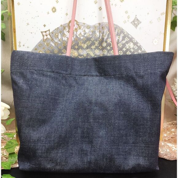 NWOT Prada Denim Logo Patch Tote W/ Pouchette, Dust Bag And COA - Picture 5 of 16